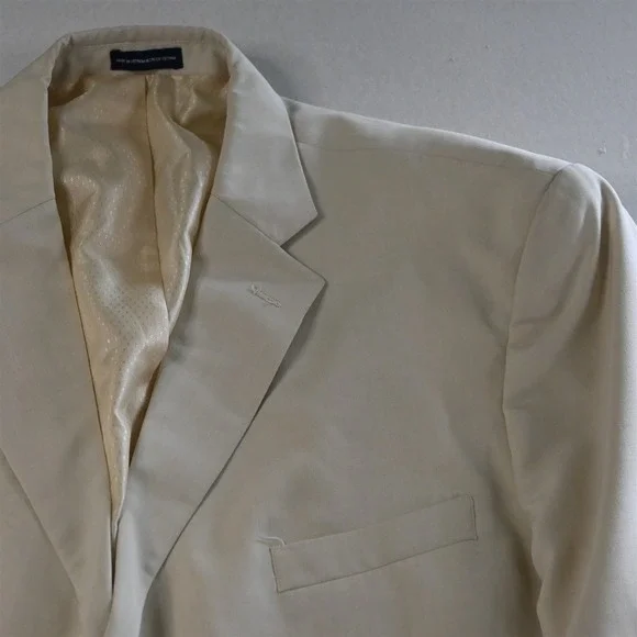 Stafford 48R 36x32 Ivory White Beige Mens Jacket Pants‎ Suit